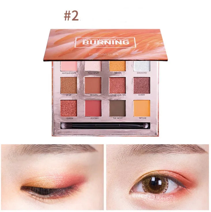 Focallure Shining Eyeshadow 12 Colors Palette with twelve powder eye shadow shades in a compact case