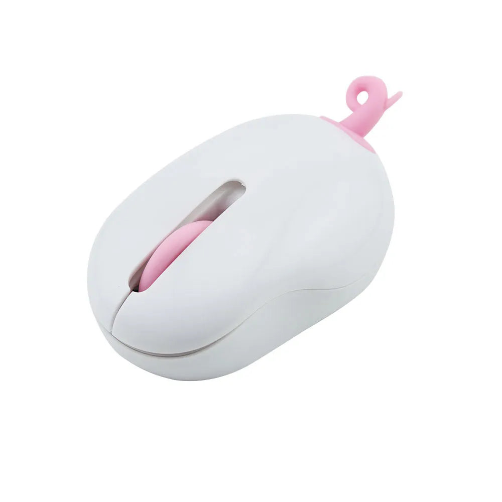 Pink wireless silent mouse with compact design and USB receiver for laptop use