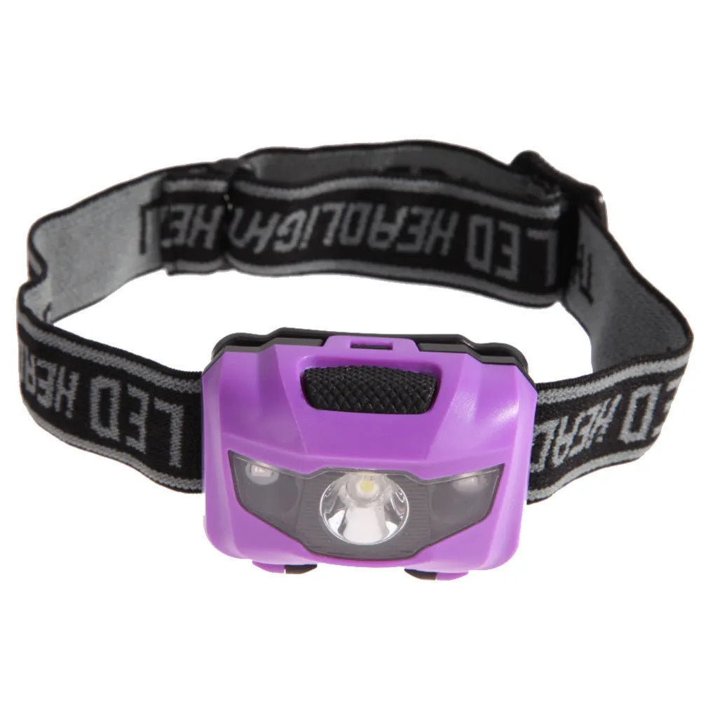 Waterproof outdoor head torch with white and red LEDs mounted on adjustable head strap