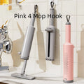 Pink rotatable self-squeeze mini flat mop with microfiber pad and sliding rod mechanism