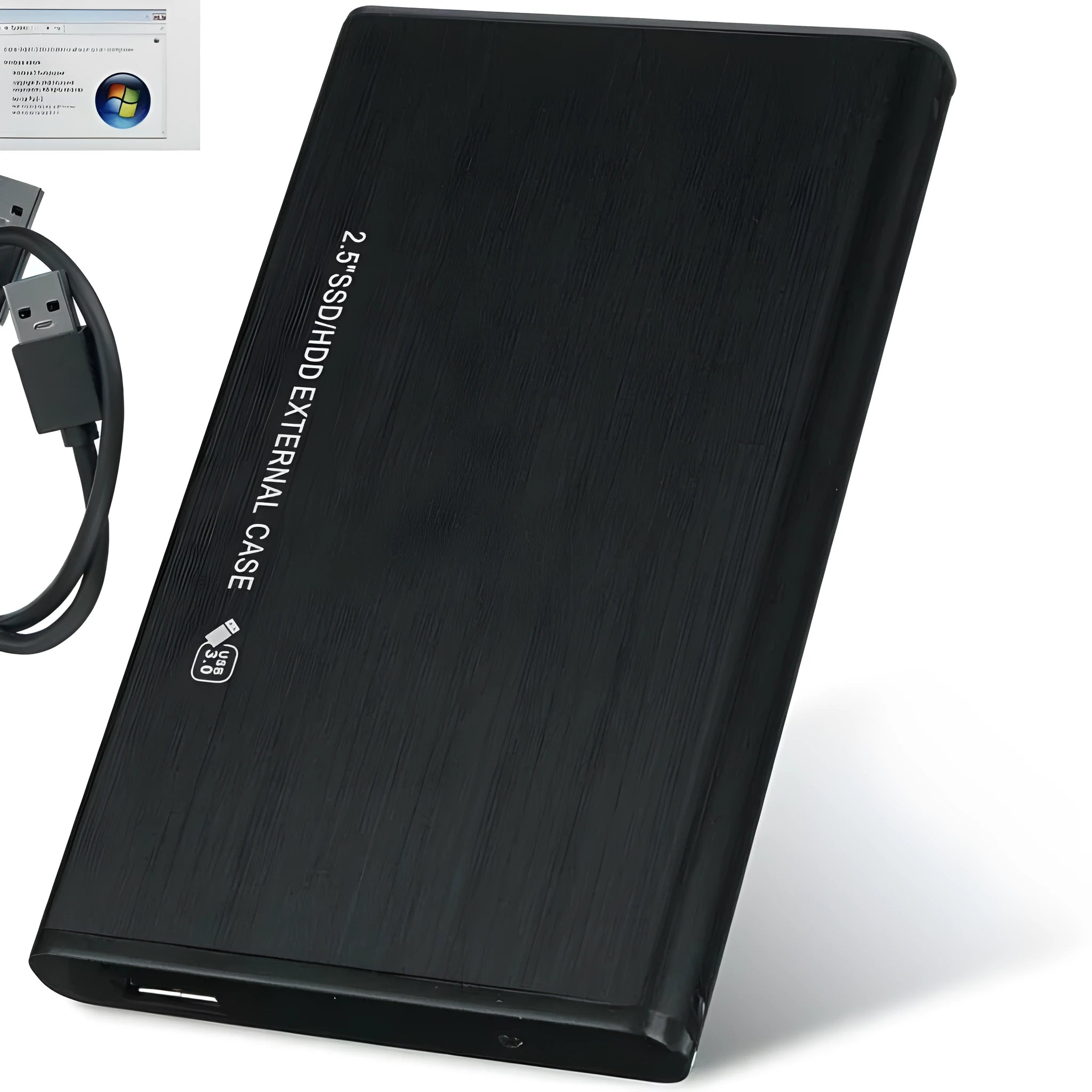 2.5 inch SATA to USB 3.0 external hard drive enclosure with aluminium alloy body in fine print black