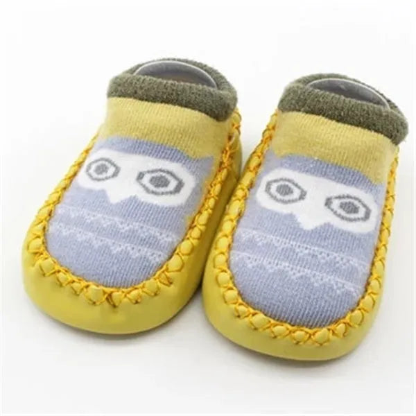 Baby anti-slip floor socks combed cotton jacquard 11cm pink cartoon pattern