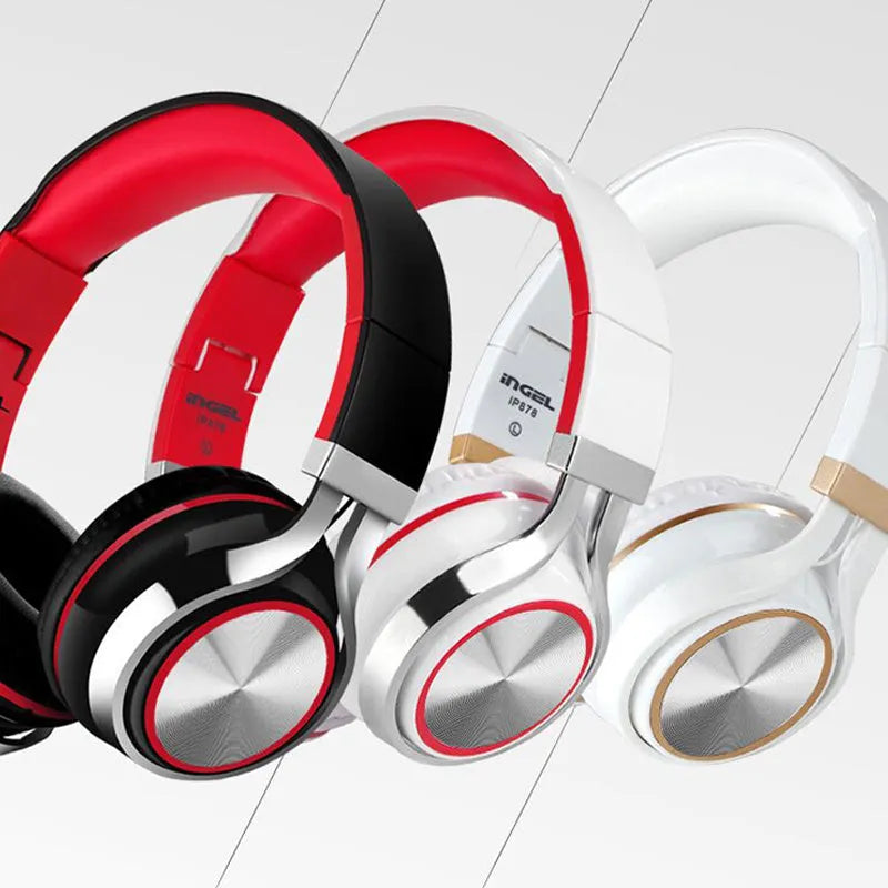 IP878 folding Bluetooth and wired headset for mobile phones in black, blue, or white