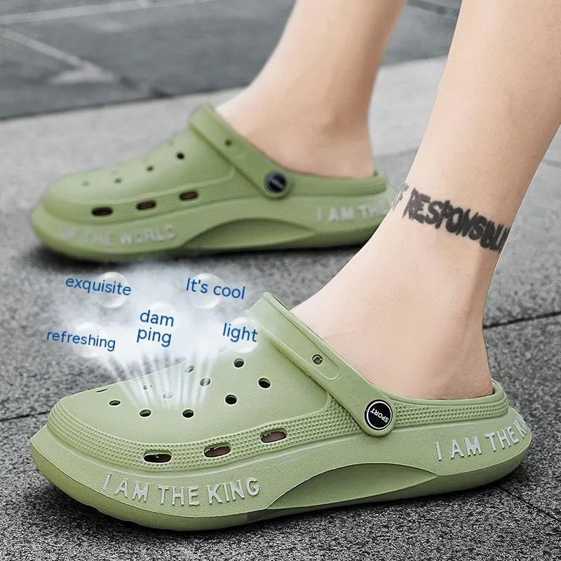 Men's lightweight EVA beach slippers in white with non-slip sole, breathable waterproof design