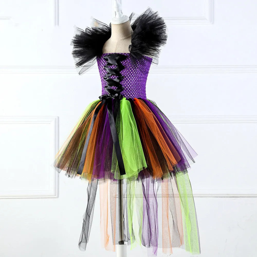 Halloween wizard girl dress in photo colour, nylon main fabric and lining, sizes 2Y to 12Y