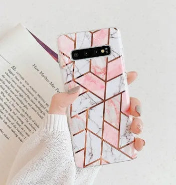 Electroplated marble design phone case for Huawei and Samsung smartphones in various colours.