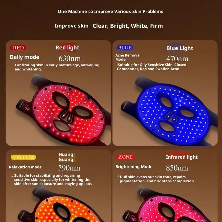 Black brightening artifact rechargeable red yellow blue light lamp with face mask and remote control for home repair moisturising