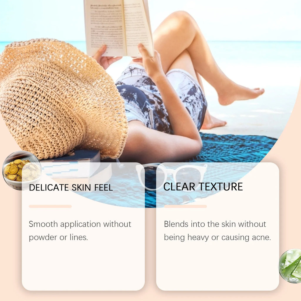 50ml sunscreen tube with titanium dioxide and hyaluronic acid for summer UV protection