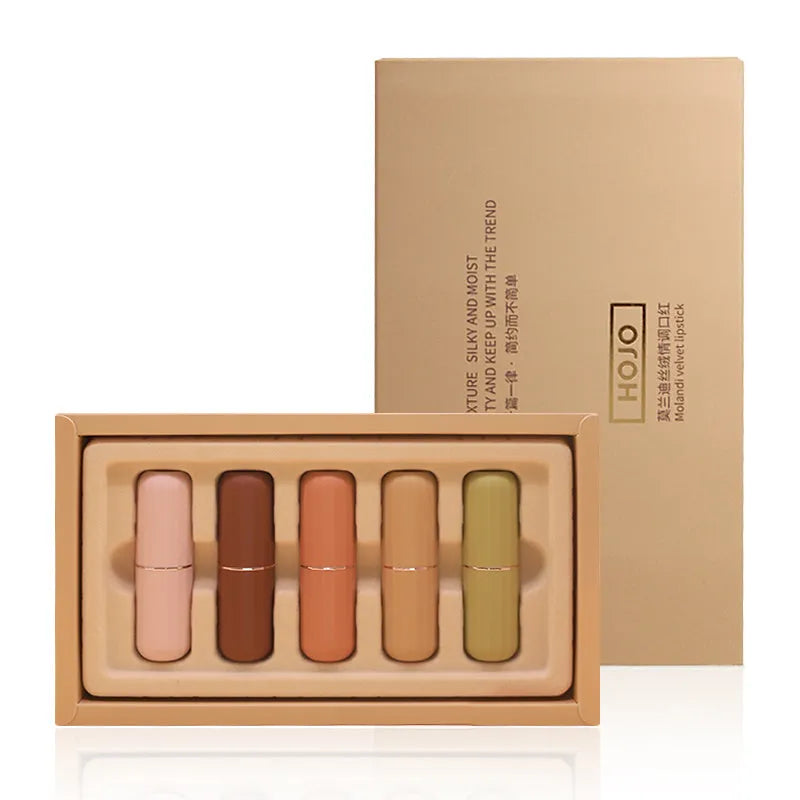 Matte lipstick set with velvet matte finish, avocado oil, and grape seed oil in colour options