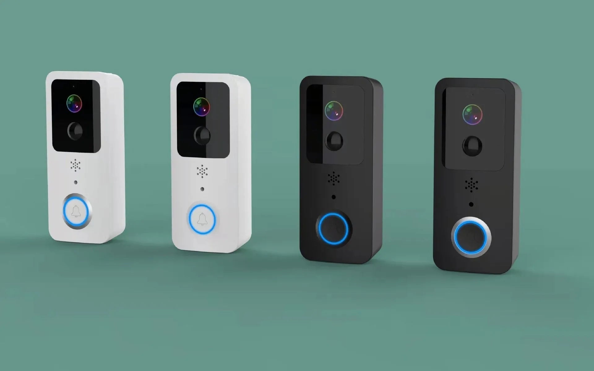 Black or white smart visual doorbell with waterproof intercom and HD camera.