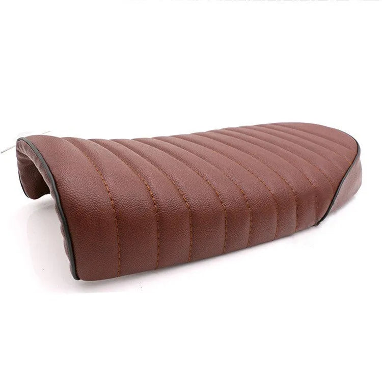 CG125 motorcycle seat cushion modification part, 530mm, shown in Black or Brown with Hump or Straight grain style options
