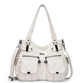 Fashion ladies soft PU leather messenger bag in pink with zipper closure and crossbody strap