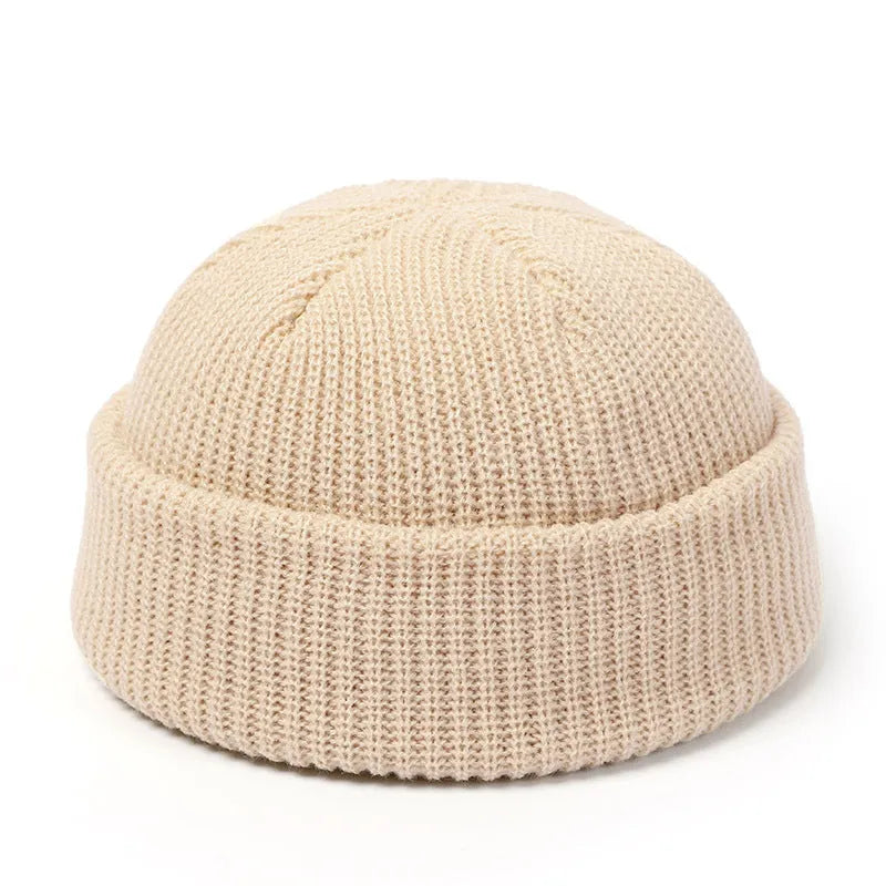 Knitted wool hat in black, claret red, grey, pink, red, white and yellow