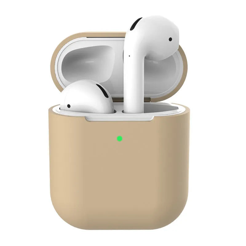 Silicone protective clamshell case for Apple AirPods 2 wireless earphones in various solid colours.