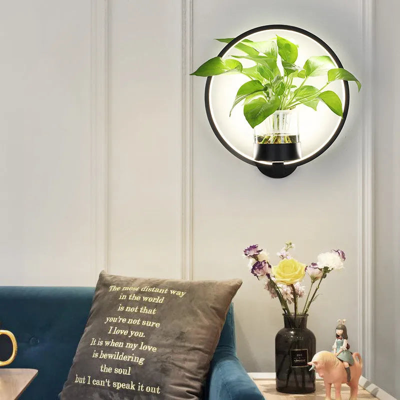 30cm LED wall lamp with iron body, sandblasted finish, black or white, round or square, 18W, for living room bedroom