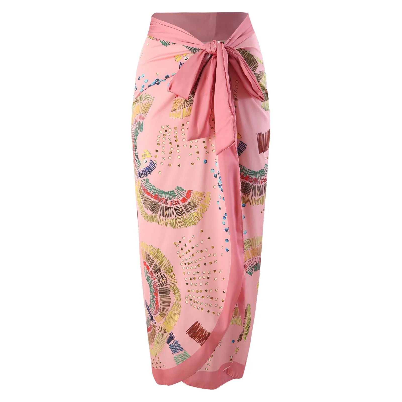 French retro one-piece swimsuit with gauze skirt in blue or pink colours, backless bikini style design