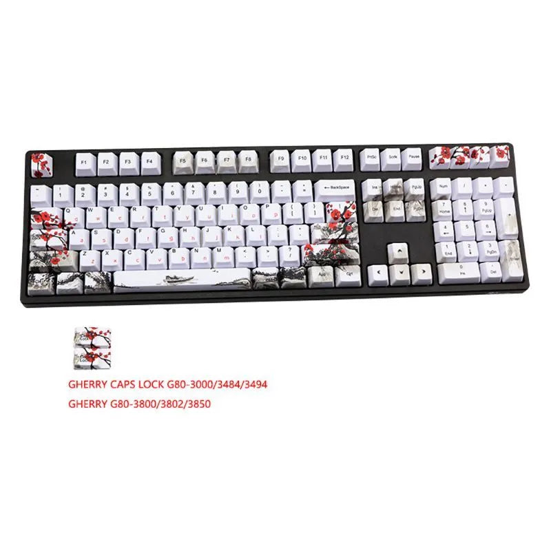 PBT mechanical keyboard keycap set with Wangjiang plum blossom theme design