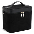 Large corduroy cosmetic storage box with solid colour options for home organisation.