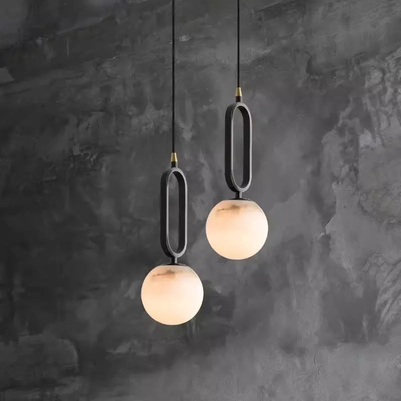 Nordic wall light with marble shade and copper body in Black or natural copper, 12cm or 15cm