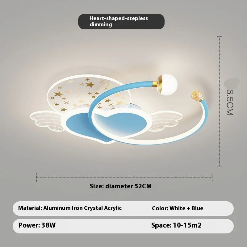 Children's moon and cloud themed ceiling lamp with colour changing lights and dimming function