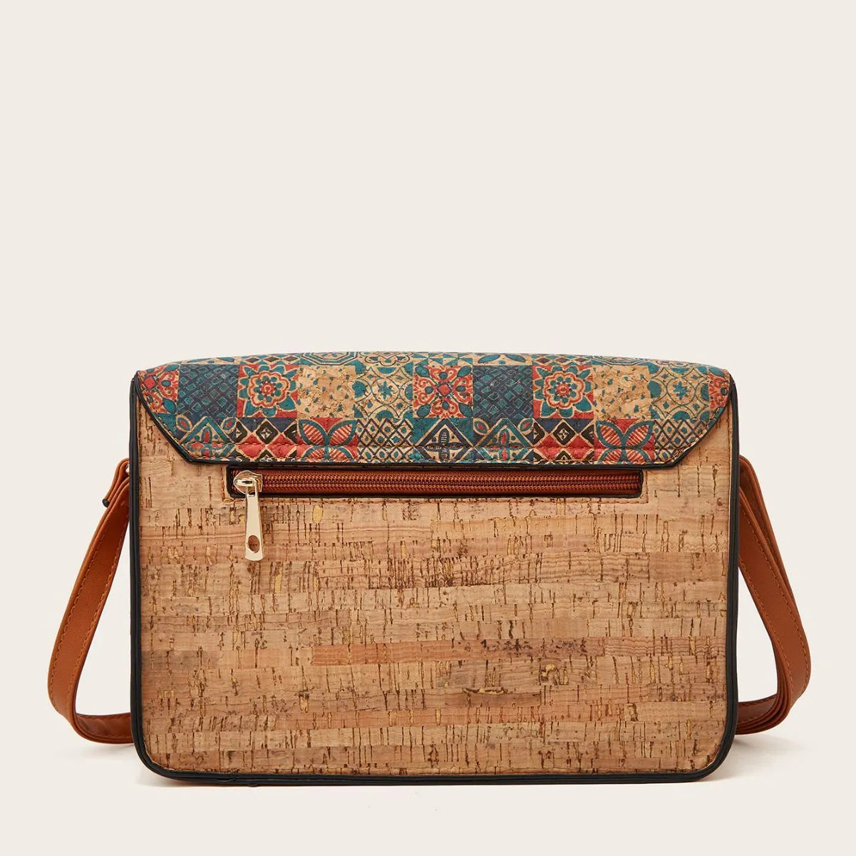 Women's printed PU crossbody bag in pansy pattern with single shoulder strap.