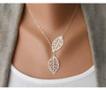 Leaf necklace in electroplated alloy, gold or silver colour, 21-50cm length, women's European and American style