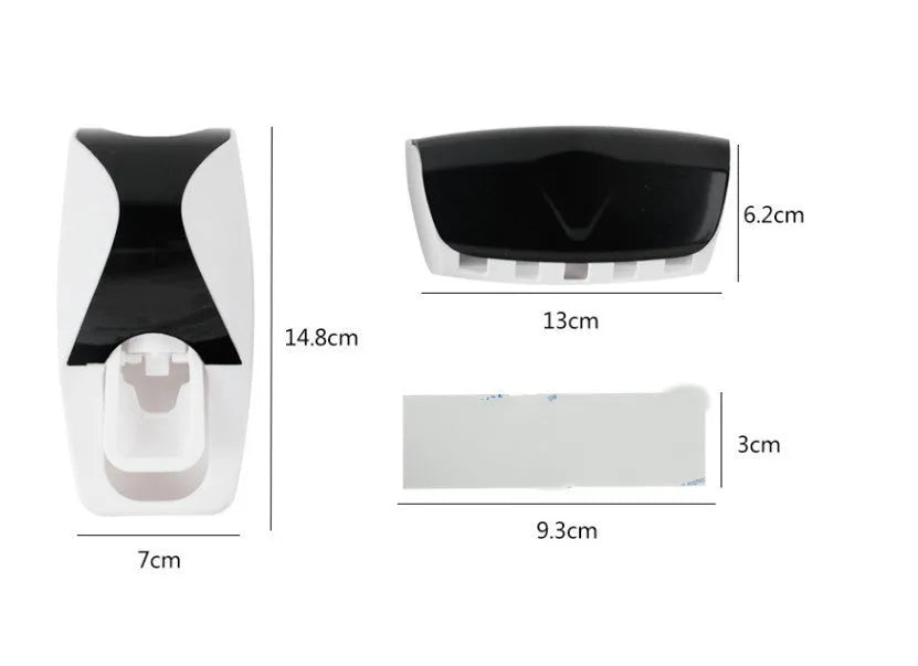 Bathroom accessories set with plastic toothbrush holder and silicone toothpaste pump in white or wine red colours
