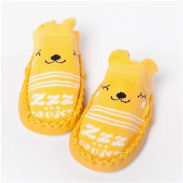 Baby anti-slip floor socks combed cotton jacquard 11cm pink cartoon pattern