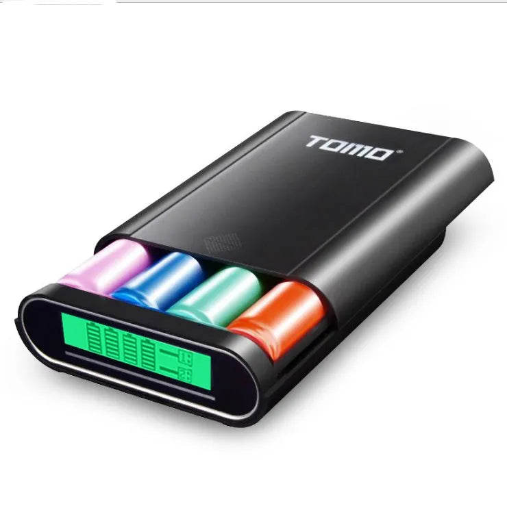 DIY mobile power box kit for 18650 batteries showing LCD display and dual ports
