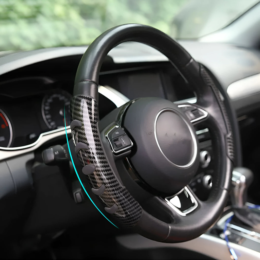 Carbon fibre black fibre steering wheel anti-skid sleeve for 38cm diameter wheels.