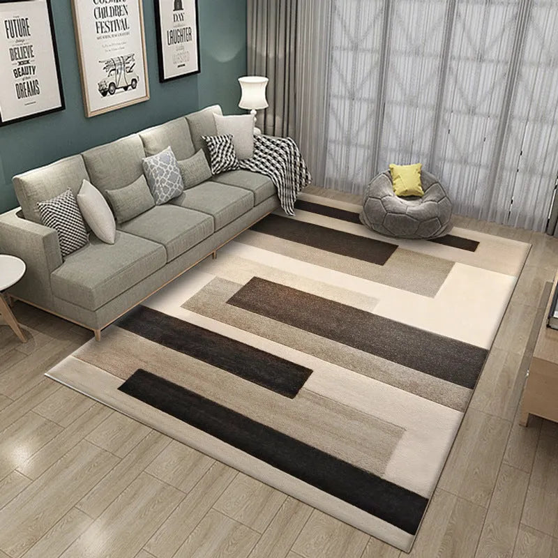 Nordic crystal velvet carpet, rectangular 120x160cm, machine washable floor mat for living room or bedroom.
