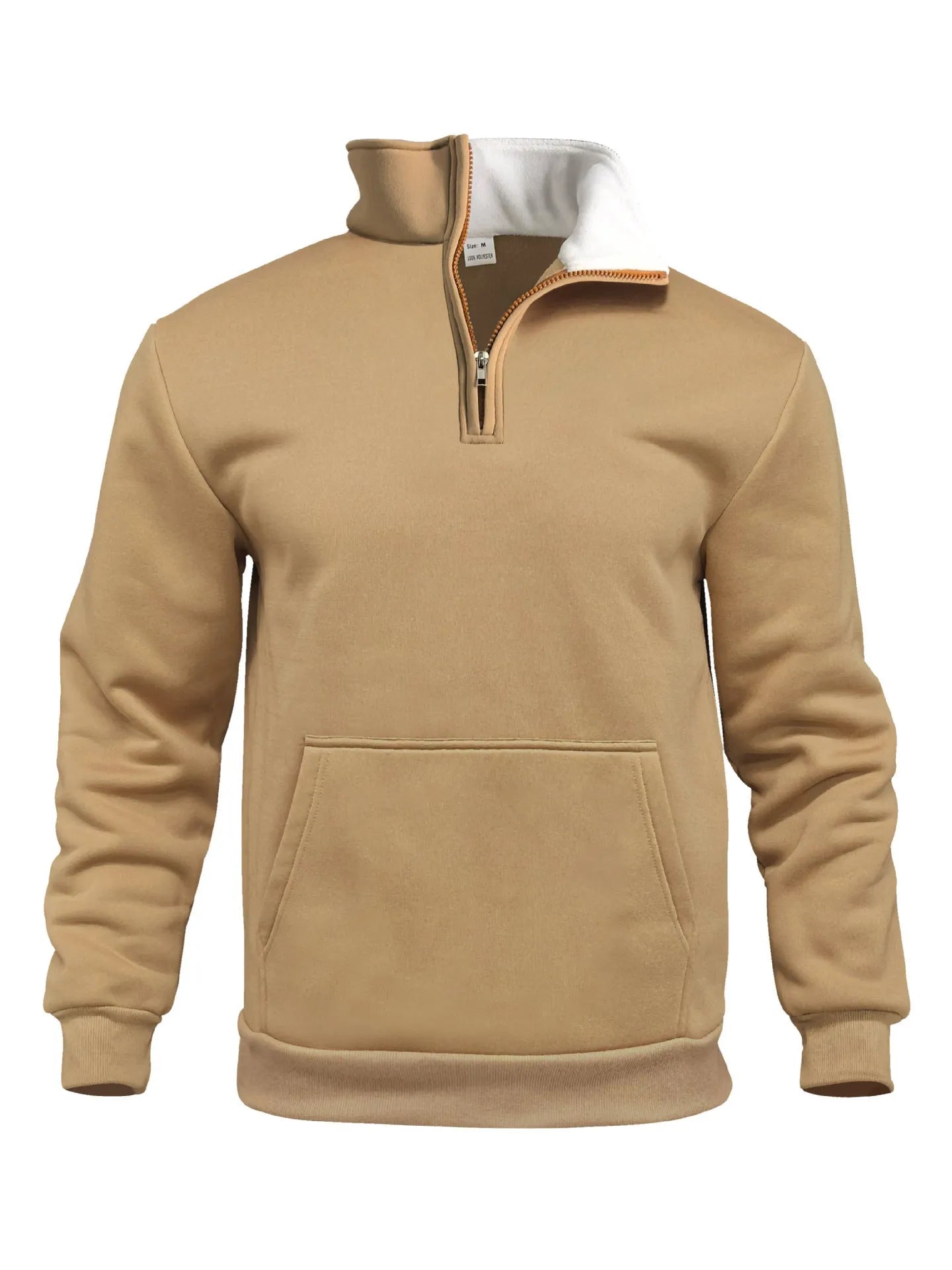 Casual outdoor high neck half-zip long sleeve sweatshirt with 3D patch pocket in black, loose fit, for teens