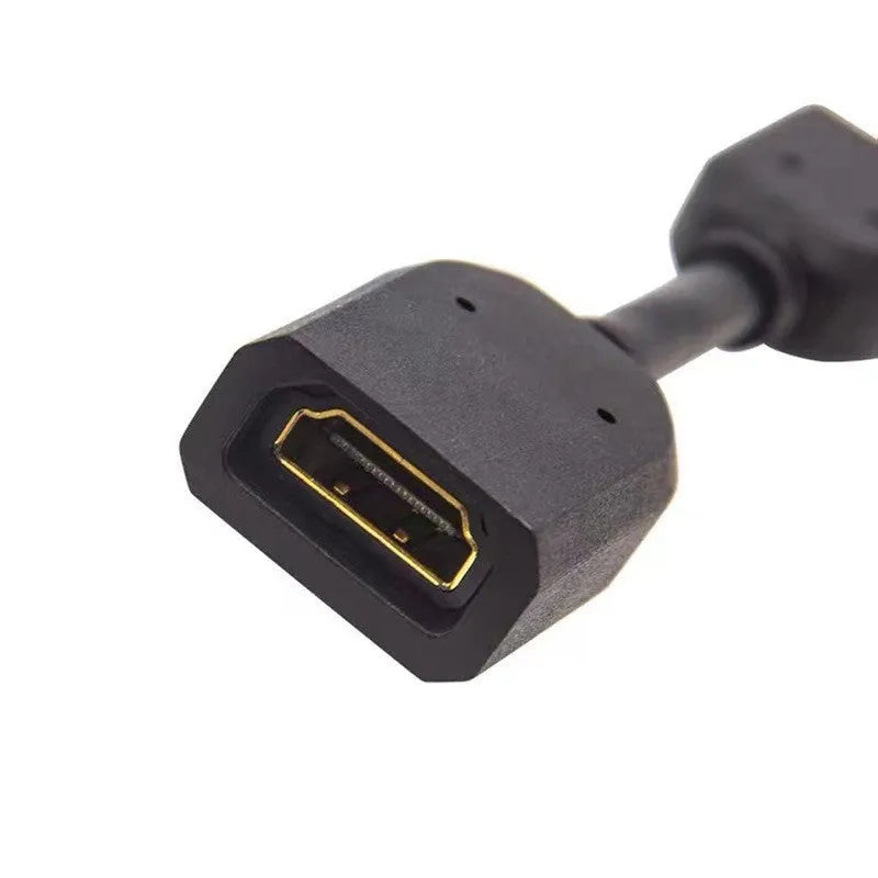 Black HDMI male to female extension cable 10cm length gold plated plug TPE jacket