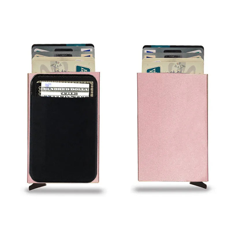 Aluminium alloy metal credit card holder with frosted finish, shown in silver colour.
