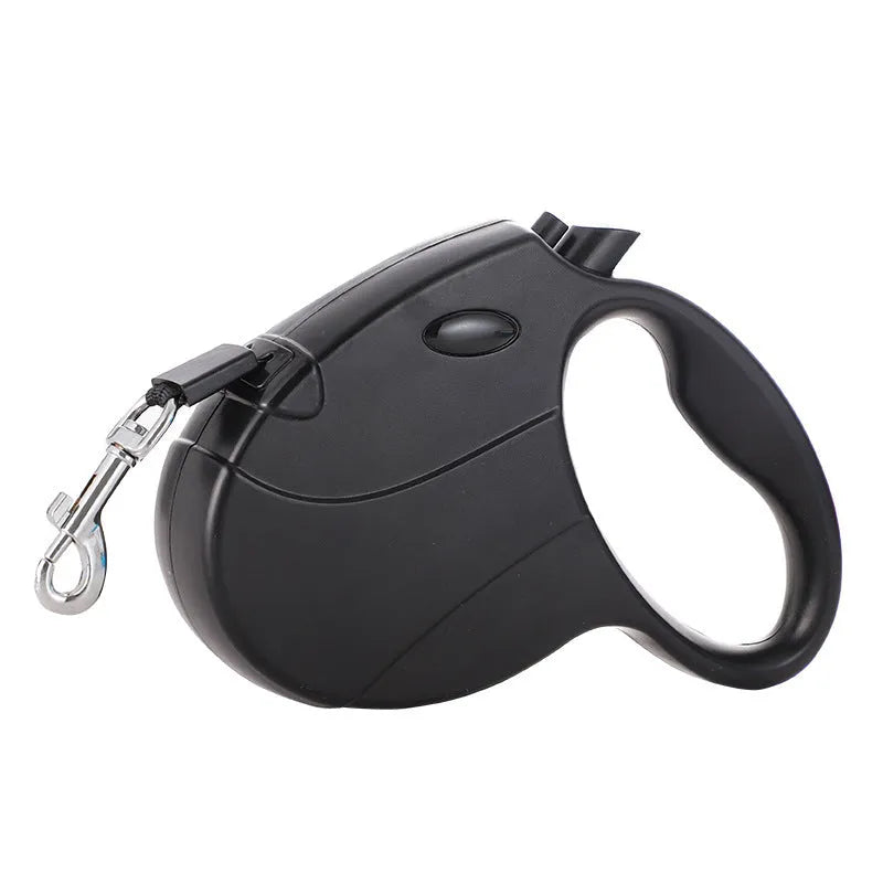 Automatic telescopic traction rope for pets in ABS, 140x168mm, with lock button and retractable cord, ten colours available