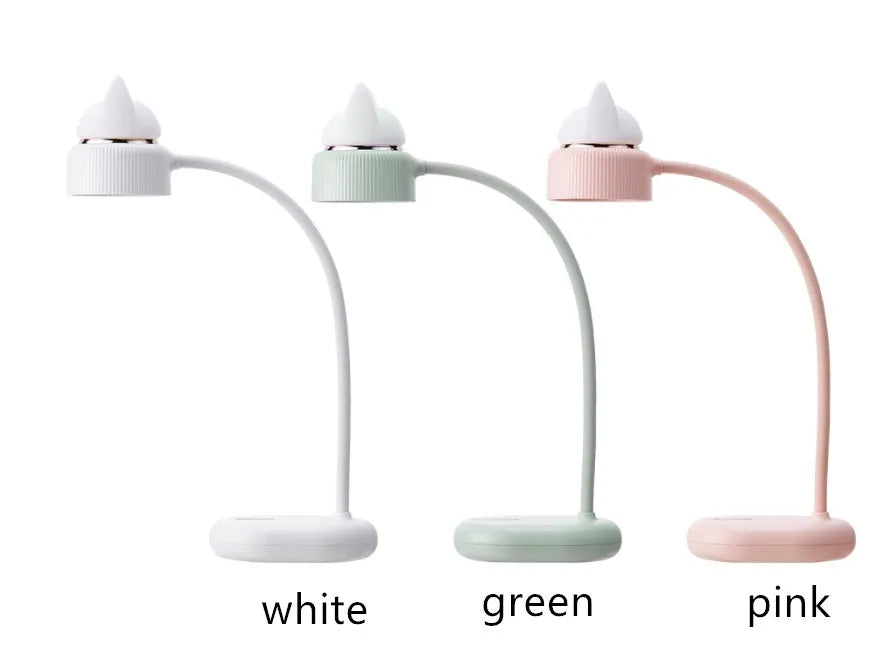 White USB-powered LED desk lamp with clip mount and touch controls