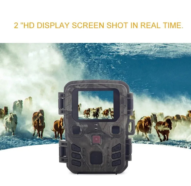 Black plastic infrared night vision monitoring device on a colour box with accessories.