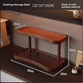 Two-layer bamboo cup storage rack with thickening finish on a tabletop, available in large or small size, portable and creative style.