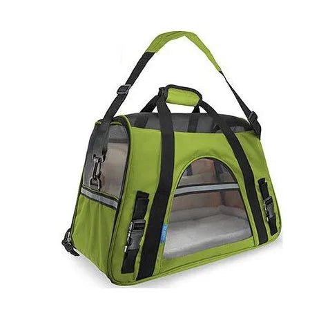 Portable pet carrier handbag in 600D oxford cloth with nylon mesh and lamb cashmere for small dogs and cats