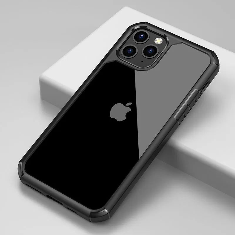 Transparent anti-fall protective sleeve for smartphones showing TPU and PC construction