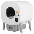 Automatic self-cleaning cat litter box with large grey ABS plastic shell and sealed waste drawer