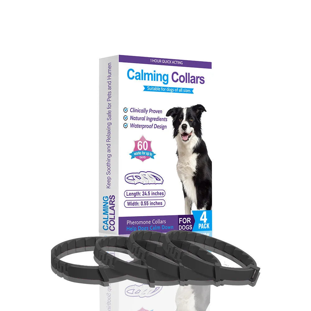 4-pack TPR dog soothing collars, monochrome, 62 cm, six colour options