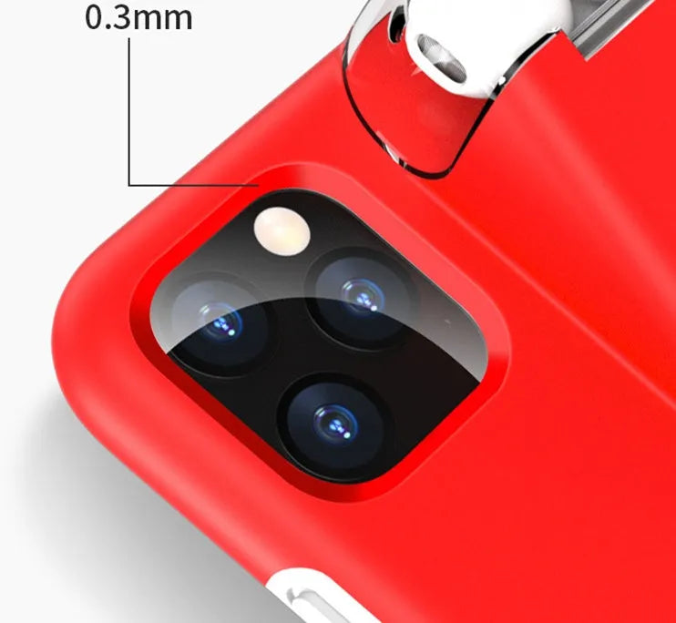 Black AirPods charging case cover with edge protection compatible with iPhone