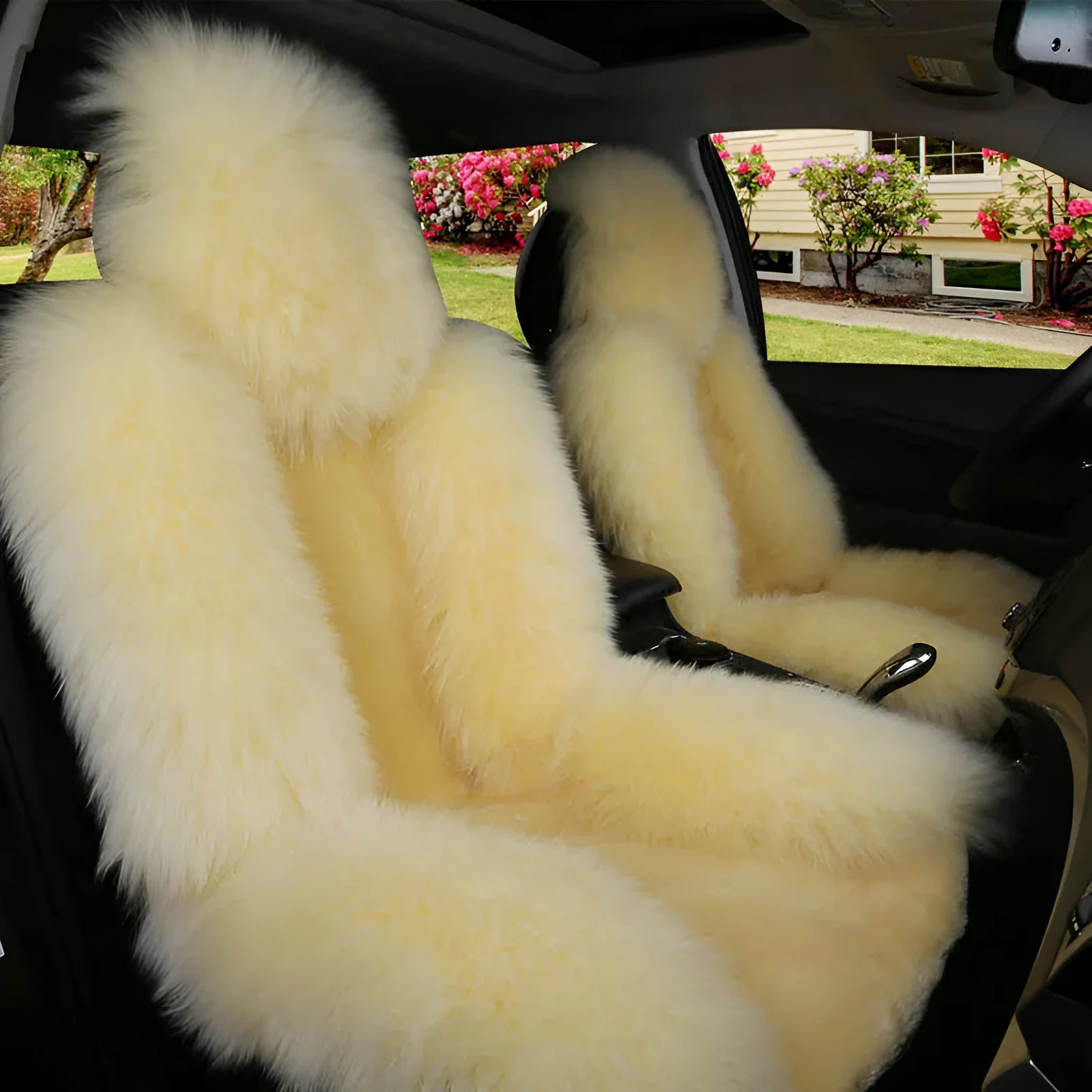 Winter car cushion single seat in bean paste colour with wool cashmere blend outer