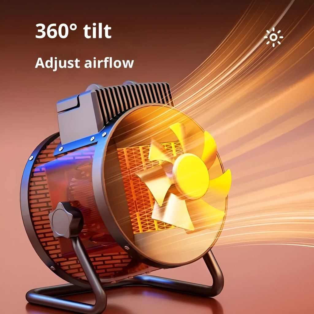 High power mini heater with button controls and EU plug, 3000W fast heating, quiet operation for home office
