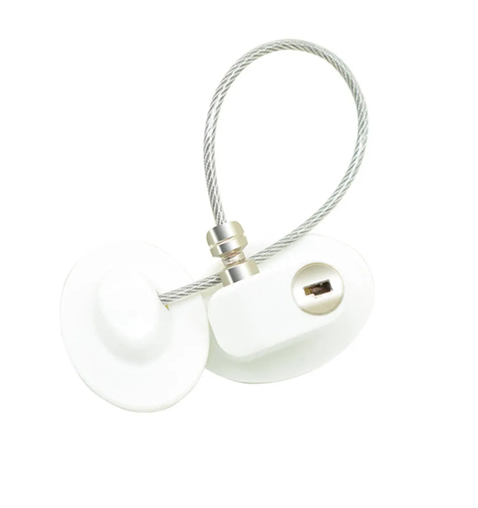 Window security chain lock with 18cm steel cable and aluminium alloy body in white colour
