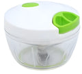 Green manual kitchen chopper with stainless steel blades and 500ml container