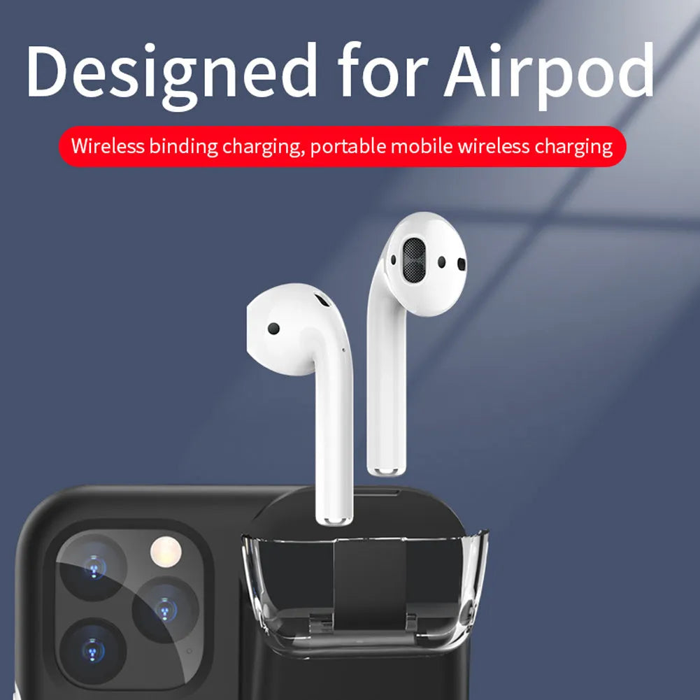 Black AirPods charging case cover with edge protection compatible with iPhone