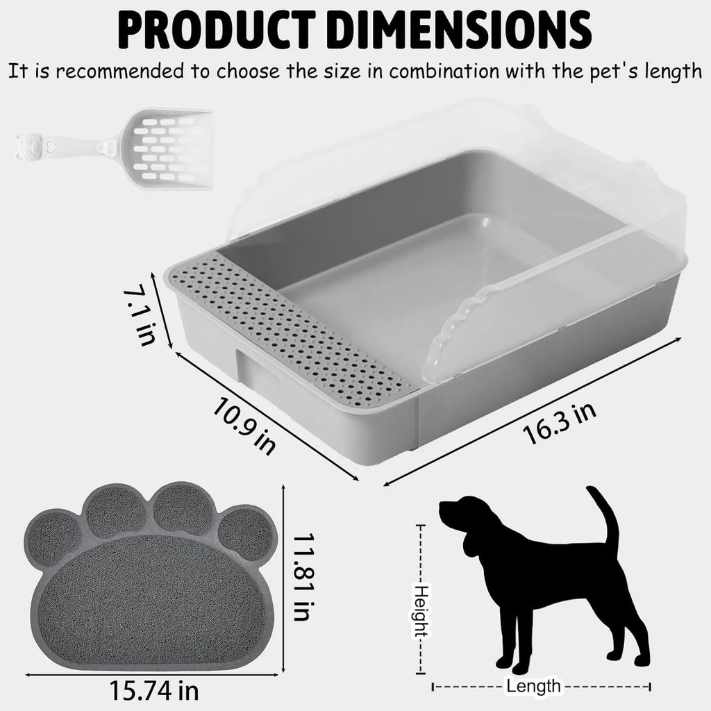Sifting cat litter box with high sides, leak-proof pedal, and detachable fences for kittens and tiny cats