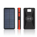 20000mAh magnetic solar power bank with wireless charging pad, IPX5 waterproof, in black